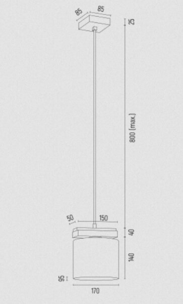 Argon 8276 - Lustr na lanku CANOA 1xE27/15W/230V černá