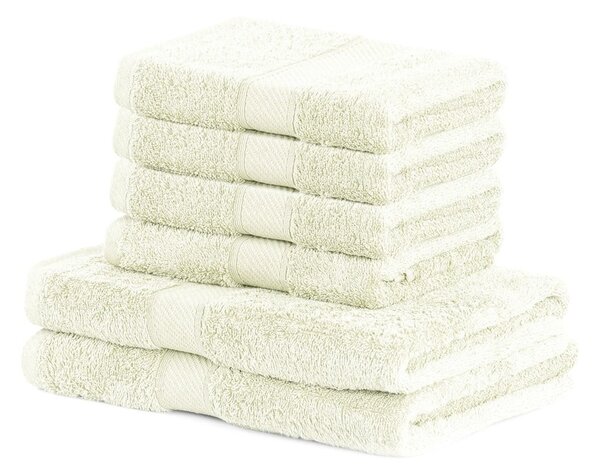 Set 2 světle béžových osušek a 4 ručníků DecoKing Bamby Ecru