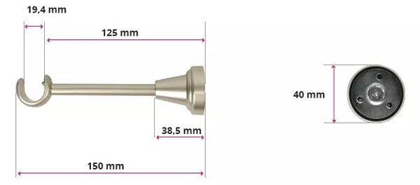 Kovovégarnýže.cz Garnýž Huglo elegance 19 mm matný nikl Varianta jednořadá nebo dvouřadá: Jednořadá, Délka: 120 cm, Uchycení látky: Kroužky s žabkou