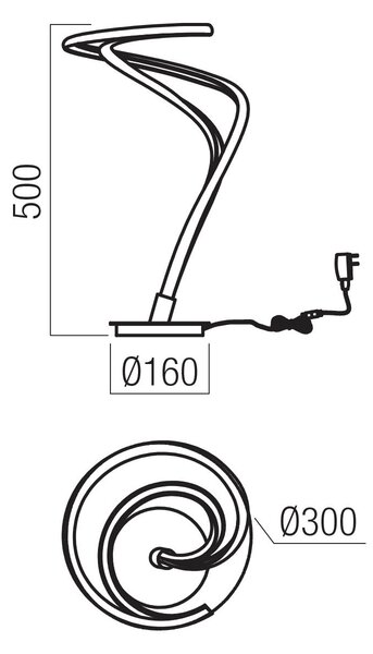 Redo Stolní LED lampa TEMPEST, 18W, v. 500 mm Barva: Černá