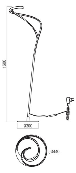 Redo Stojací LED lampa TEMPEST, 30W, v. 160 cm Barva: Černá