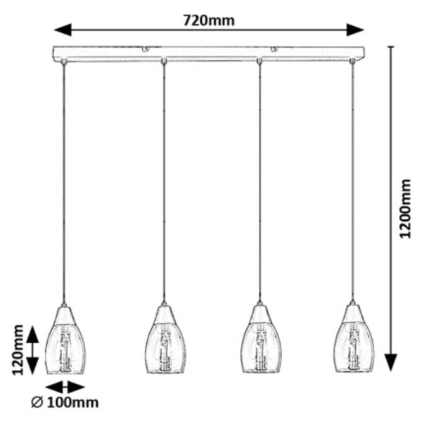 Rabalux 72184 - Lustr na lanku ILMARI 4xE27/15W/230V