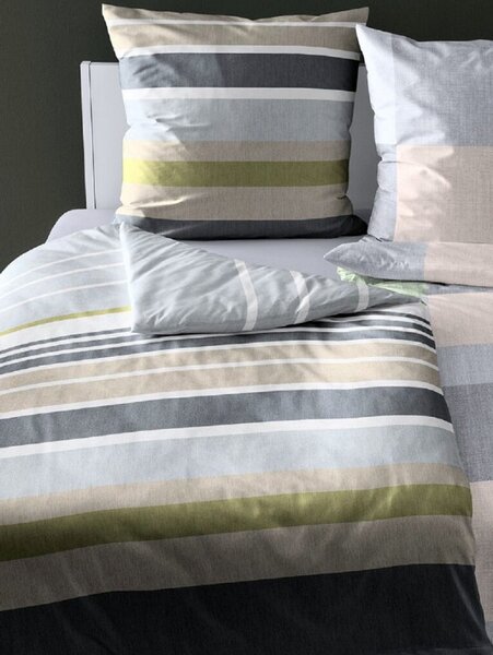 Bierbaum povlečení flanelové 6699 Stripe Olive 140x200/70x90 cm