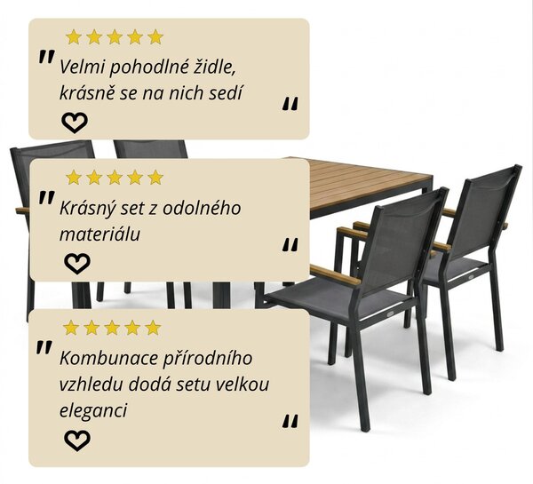 Vikio Zahradní jídelní set 150x90 pro 4 osoby AZS155P-4 přírodní