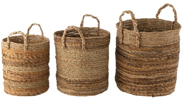 Set tří úložných košů z přírodních vláken J-Line Amot 37/40/46 cm