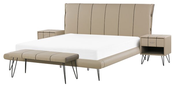 Sada do ložnice Umělá kůže BETIN 180 x 200 cm Pískově béžová