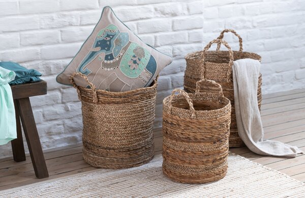 Set tří úložných košů z přírodních vláken J-Line Amot 37/40/46 cm