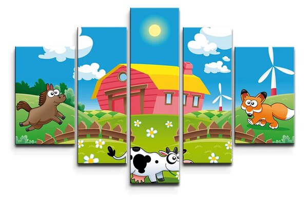 Sablio Obraz - 5-dílný Farma - 125x90 cm