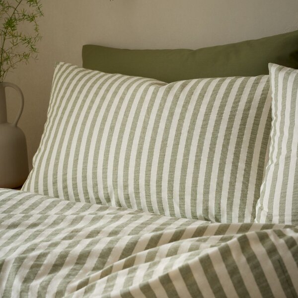 Zelené povlečení na jednolůžko 135x200 cm Cotton Rich Woven Stripe – Pineapple Elephant