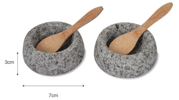 Žulová solnička s pepřenkou a lžičkami Granite Garden Trading