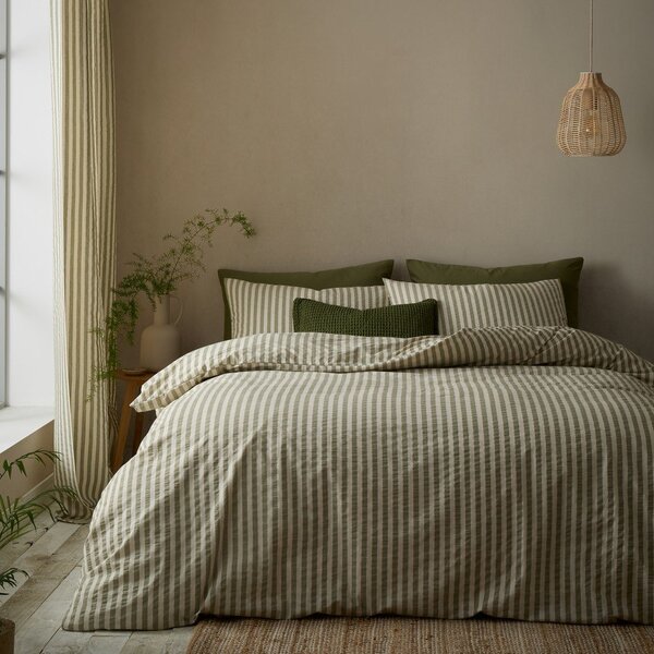 Zelené povlečení na jednolůžko 135x200 cm Cotton Rich Woven Stripe – Pineapple Elephant