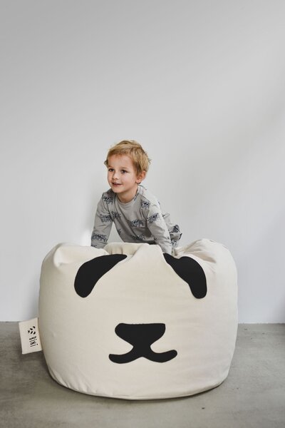Dětský sedací vak Bini Panda Original Design vaku: Černá panda s černým úchytem