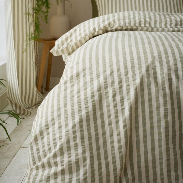 Zelené povlečení na jednolůžko 135x200 cm Cotton Rich Woven Stripe – Pineapple Elephant