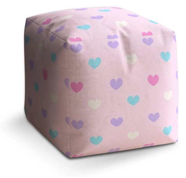 Sablio Taburet Cube Srdce vedle srdce - 40x40x40 cm