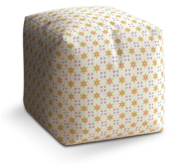 Sablio Taburet Cube Barevné kytičky - 40x40x40 cm
