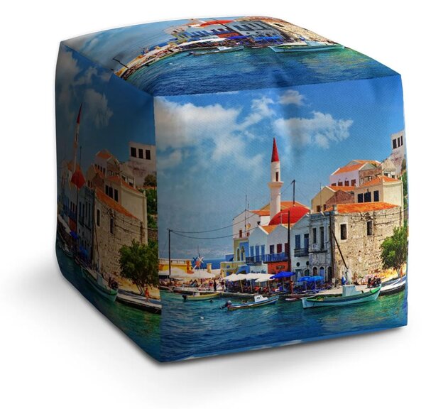 Sablio Taburet Cube Domky na pobřeží - 40x40x40 cm