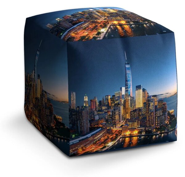 Sablio Taburet Cube Noční mrakodrapy - 40x40x40 cm