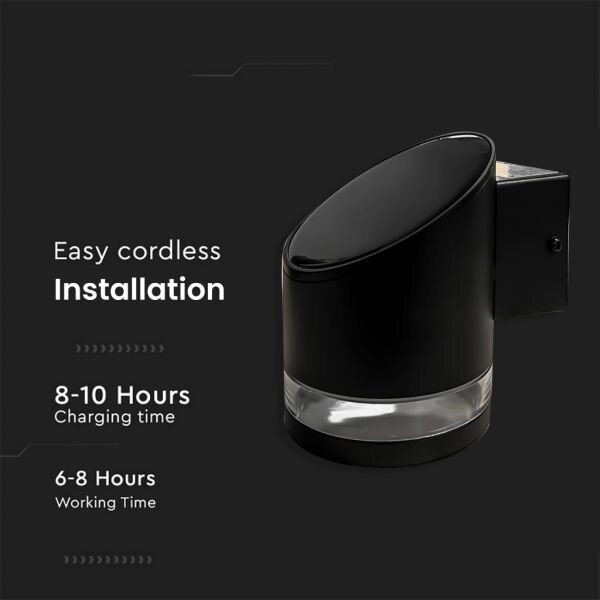 LED Venkovní solární nástěnné svítidlo LED/1W/3,7V 3000K IP54 1200 mAh černá