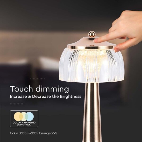 LED Stmívatelná stolní lampa LED/1W/5V 3000-6000K 1800 mAh rose gold