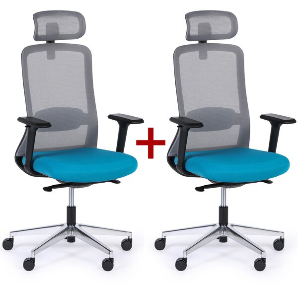 Kancelářská židle JILL 1+1 ZDARMA, modrá/šedá