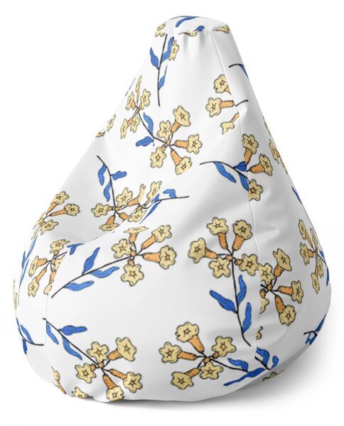 Sablio Sedací vak Pear Žluté kvítí - 70 x 95 x 15 cm