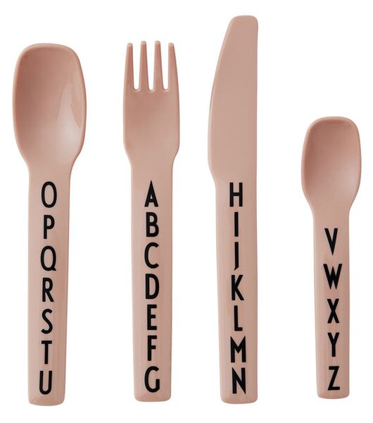 Dětský příbor Letters růžový – set 4 ks Design Letters