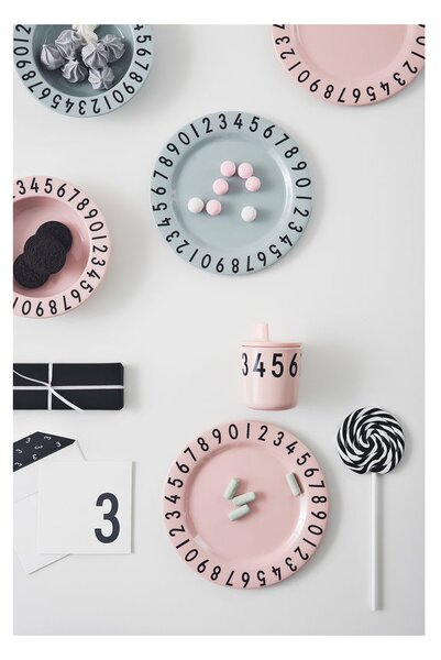 Dětská jídelní sada Numbers růžová – set 3 ks Design Letters
