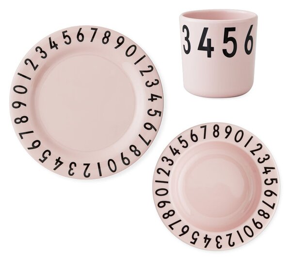 Dětská jídelní sada Numbers růžová – set 3 ks Design Letters