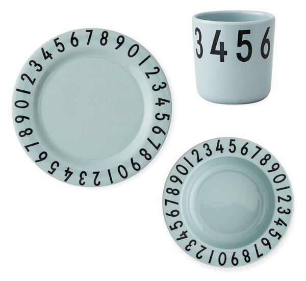 Dětská jídelní sada Numbers zelená – set 3 ks Design Letters