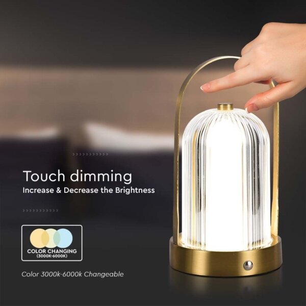 LED Stmívatelná stolní lampa LED/1W/5V 3000-6000K 1800 mAh zlatá