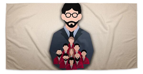 Sablio Ručník Money heist Profesor a jeho tým Béžová - 30x50 cm
