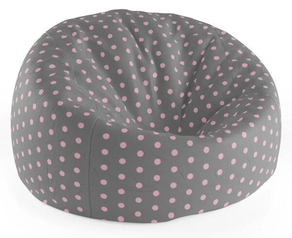 Sablio Sedací vak Cocoon Růžové puntíky na šedé - 75 x 45 x 35 cm