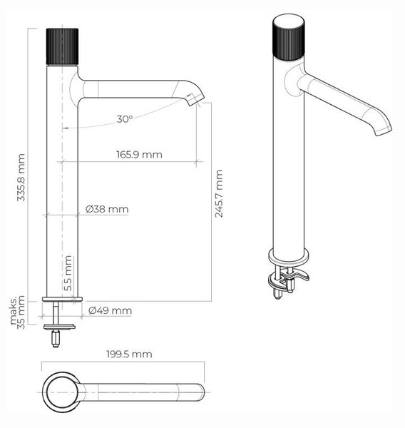 Oltens Hamnes umyvadlová baterie stojící černá mat 32402300
