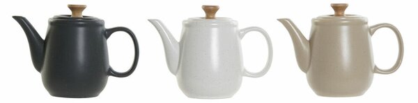 Konvice na čaj DKD Home Decor Bílý Béžový Přírodní Tmavě šedá Dřevo Plastické Kamenina 1 L 23 x 12 x 16,5 cm (3 kusů)