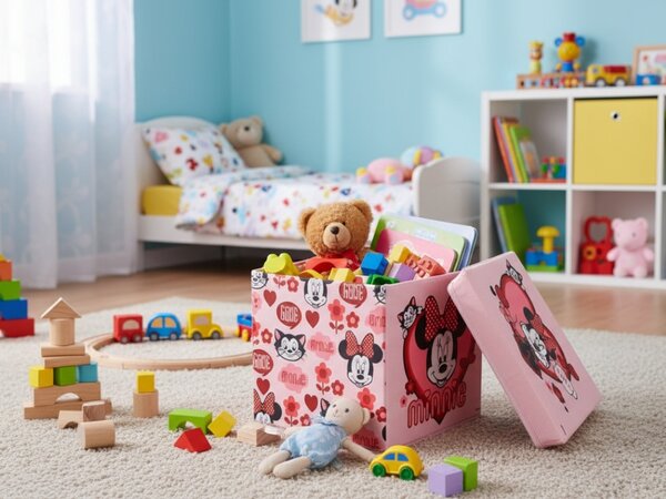 Úložný box na hračky MINNIE MOUSE 30x30 cm růžový