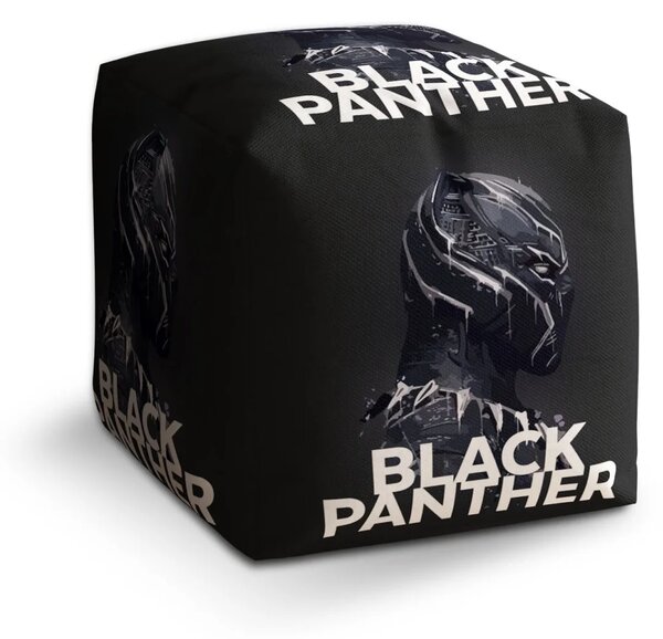 Sablio Taburet Cube BLACK PANTHER z profilu Černý - 40x40x40 cm