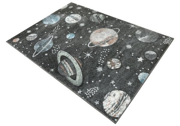 Makro Abra Dětský kusový koberec Lima C288A Vesmír Planety Rakety šedý Rozměr: 80x150 cm
