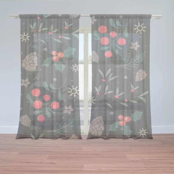 Sablio Vánoční záclony Sváteční les: 2ks 150x250cm