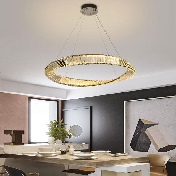 LED Stmívatelný křišťálový lustr na lanku LED/50W/230V + dálkové ovládání