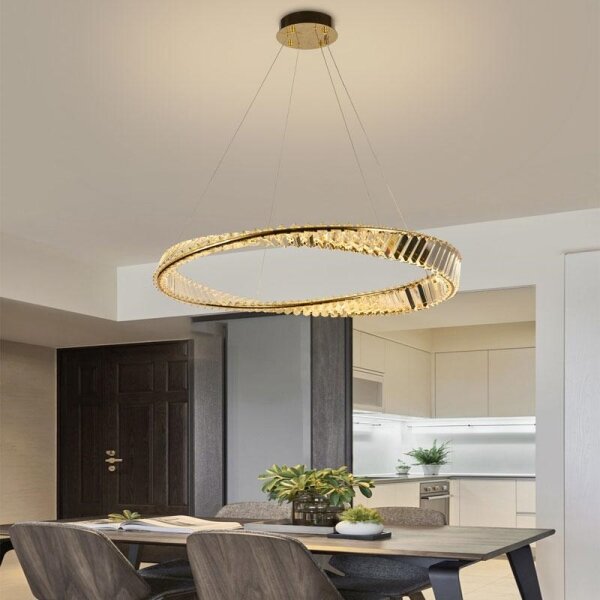 LED Stmívatelný křišťálový lustr na lanku LED/50W/230V + dálkové ovládání