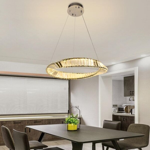 LED Stmívatelný křišťálový lustr na lanku LED/40W/230V + dálkové ovládání