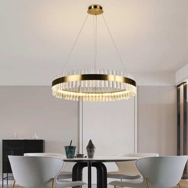 LED Stmívatelný křišťálový lustr na lanku LED/55W/230V + dálkové ovládání