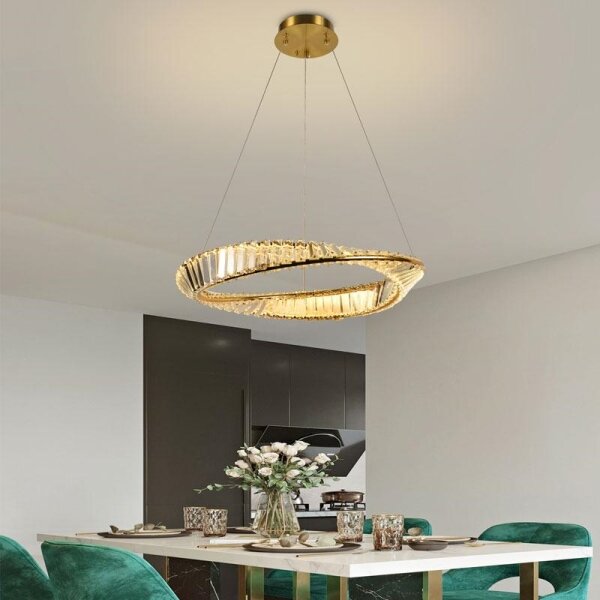 LED Stmívatelný křišťálový lustr na lanku LED/40W/230V + dálkové ovládání