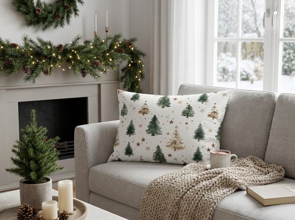 Bavlněný povlak na polštář CHRISTMAS FOREST 50x70 cm, barevný