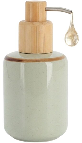 Dávkovač mýdla Elva, zelená/s dřevěnými prvky, 300 ml