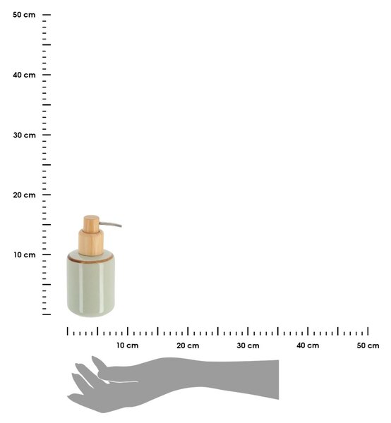 Dávkovač mýdla Elva, zelená/s dřevěnými prvky, 300 ml