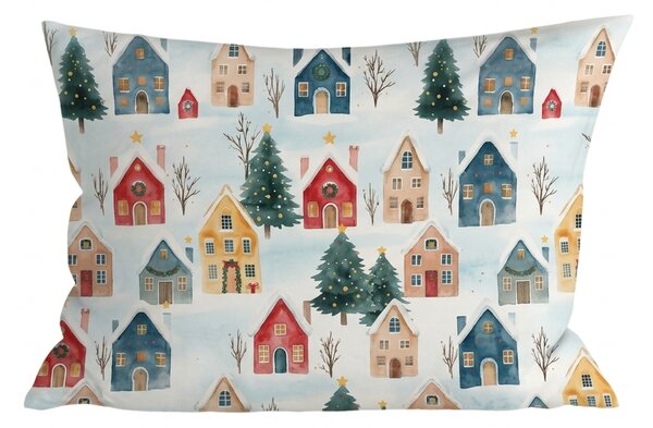 Bavlněný povlak na polštář WINTER VILLAGE 50x70 cm, barevný