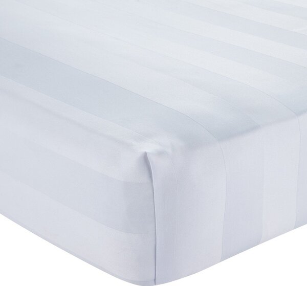 Bílé napínací saténové prostěradlo 150x200 cm So Soft Satin Stripe – Catherine Lansfield