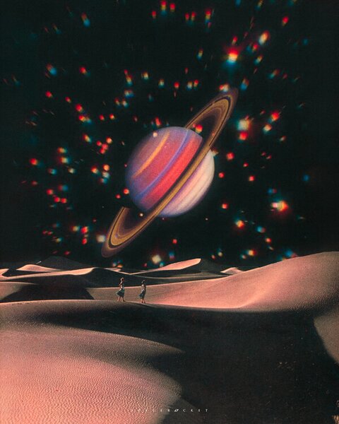 Ilustrace Space disco, spacerocket art
