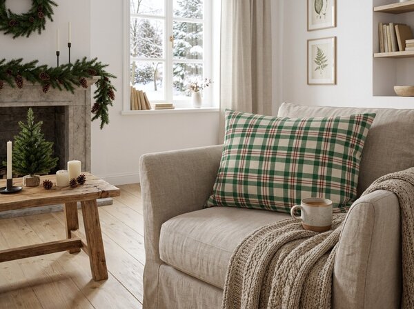 Bavlněný povlak na polštář WINTER PLAID 50x70 cm, barevný
